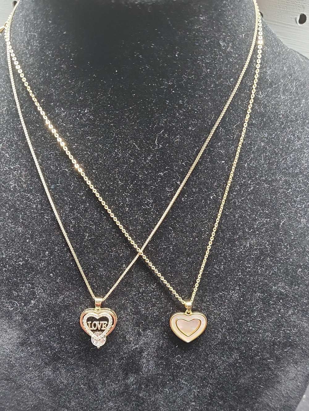 Gold-Tone Heart Pendant Necklace Set with LOVE Accent - Women Jewelry